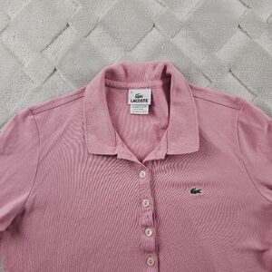 Lacoste Long Sleeve Polo Shirt Womens Small Pink